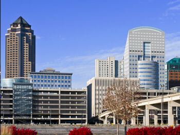 City view of buildings in Des Moines 